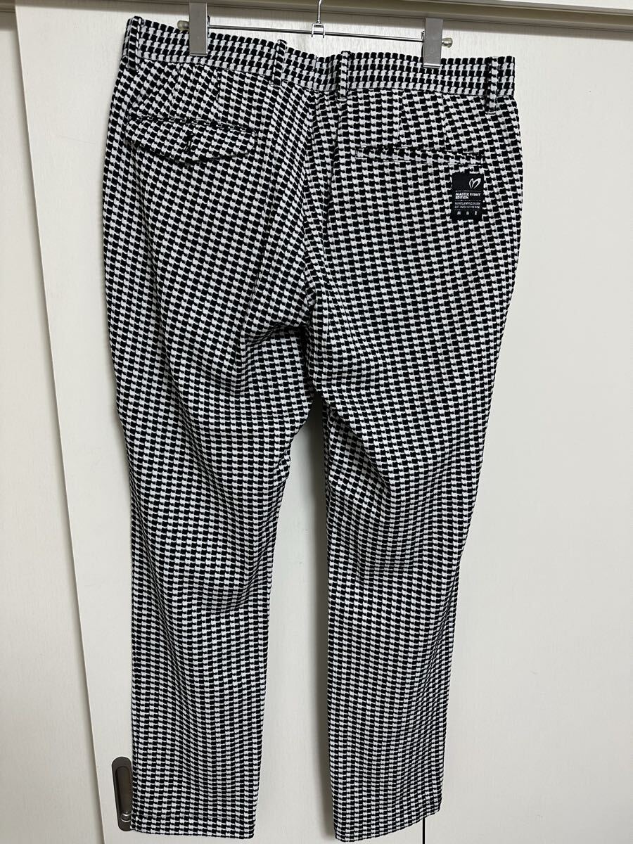 【美品】【送料無料】MASTER BUNNY EDITION マスターバニー コットンパンツ サイズ 6(XL) 千鳥柄 白黒 758-2131407 ゴルフウェア_画像2