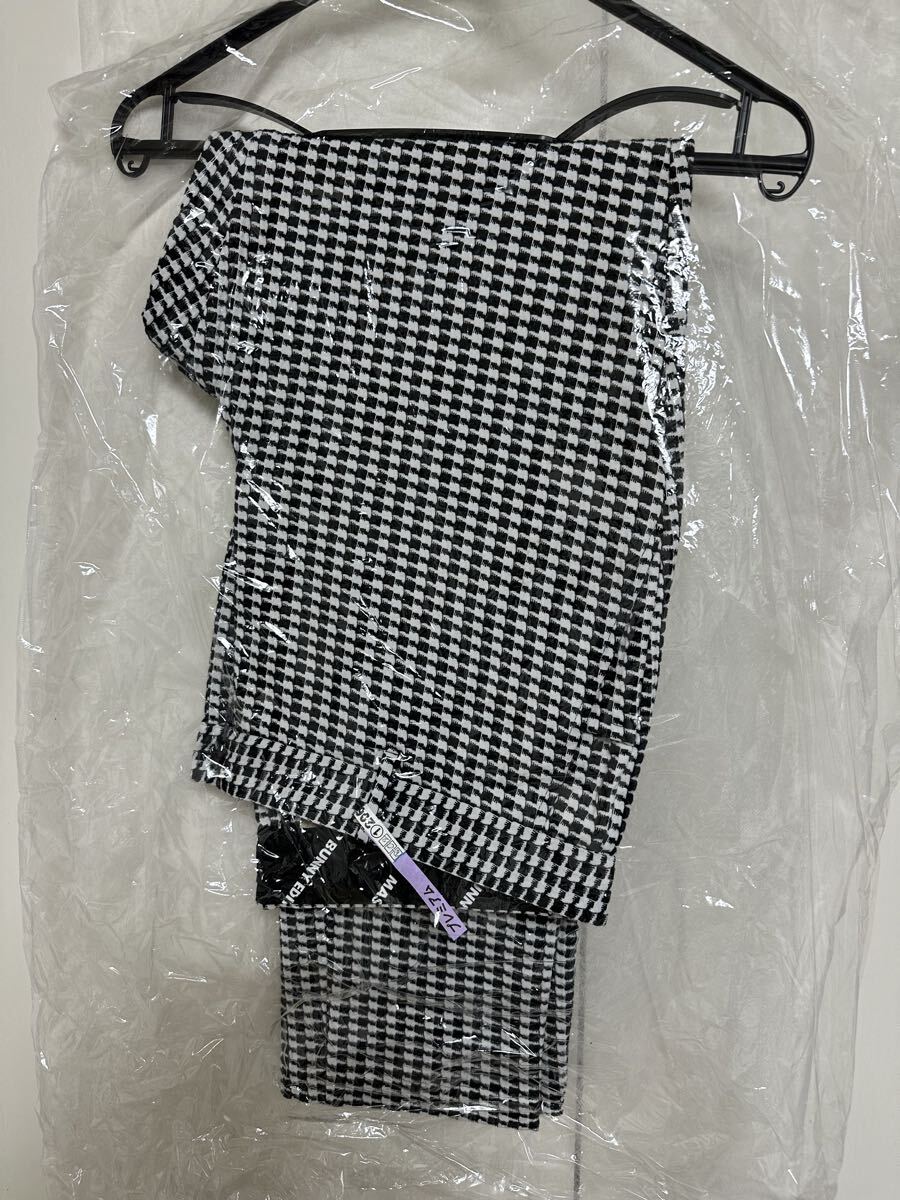 【美品】【送料無料】MASTER BUNNY EDITION マスターバニー コットンパンツ サイズ 6(XL) 千鳥柄 白黒 758-2131407 ゴルフウェア_画像4