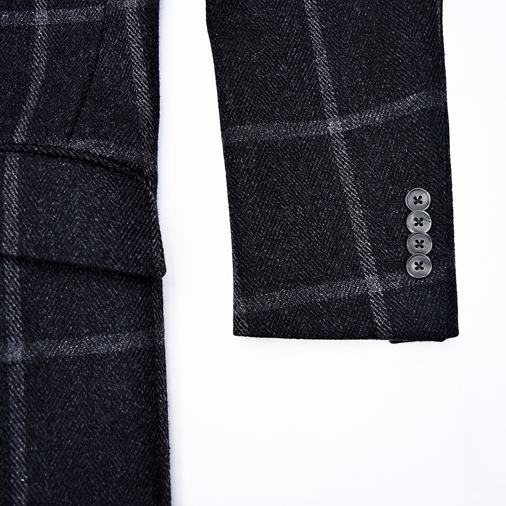 伊ナポリ随一の匠◎!!!「EIDOS/エイドス」秋冬 最高級 抜群のかっこよさ!!! 肉厚/極上ツイード ウィンドーペン◎ チェスターコート 44/S程_画像4