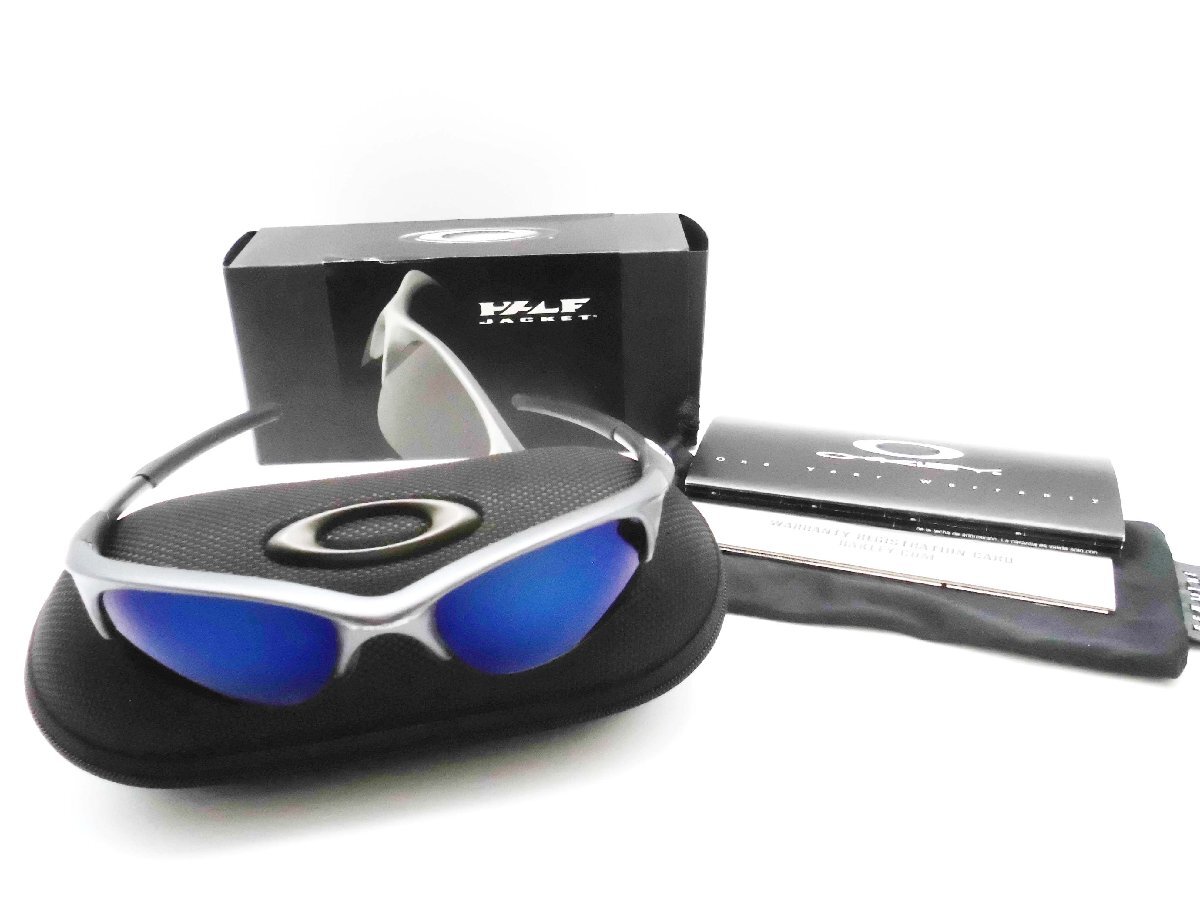 □OAKLEY HALF JACKET オークリー ハーフジャケット サングラス フレーム ダークグレイ アイスイリジウムポラライズド 保管ケース付□/F_画像2