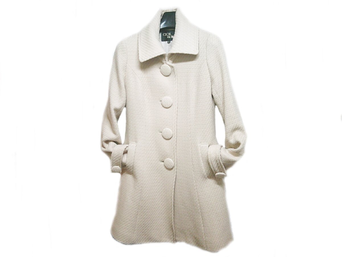 ★CECIL McBEE セシルマクビー ハーフコート 着丈約80cm レディース アイボリー系★/Ｈ_画像1