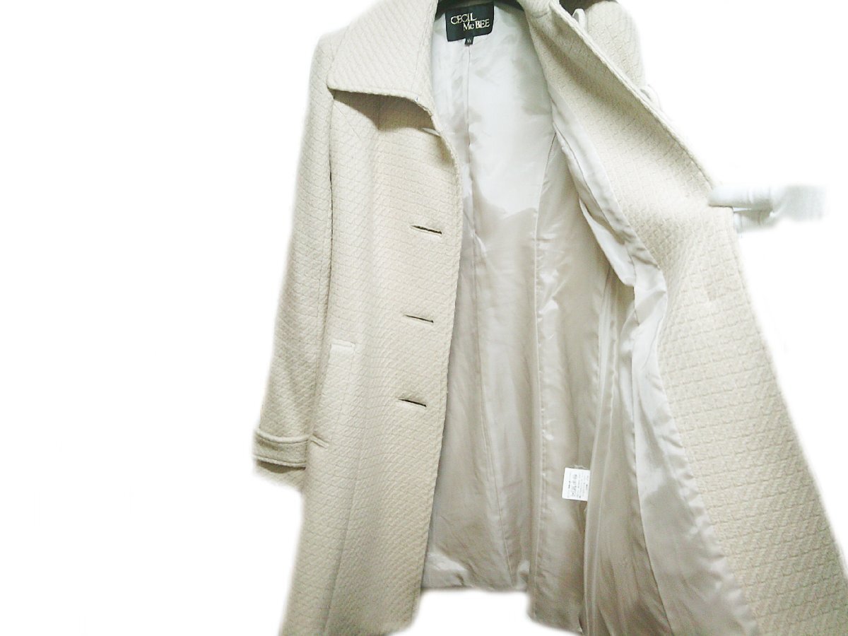 ★CECIL McBEE セシルマクビー ハーフコート 着丈約80cm レディース アイボリー系★/Ｈ_画像3