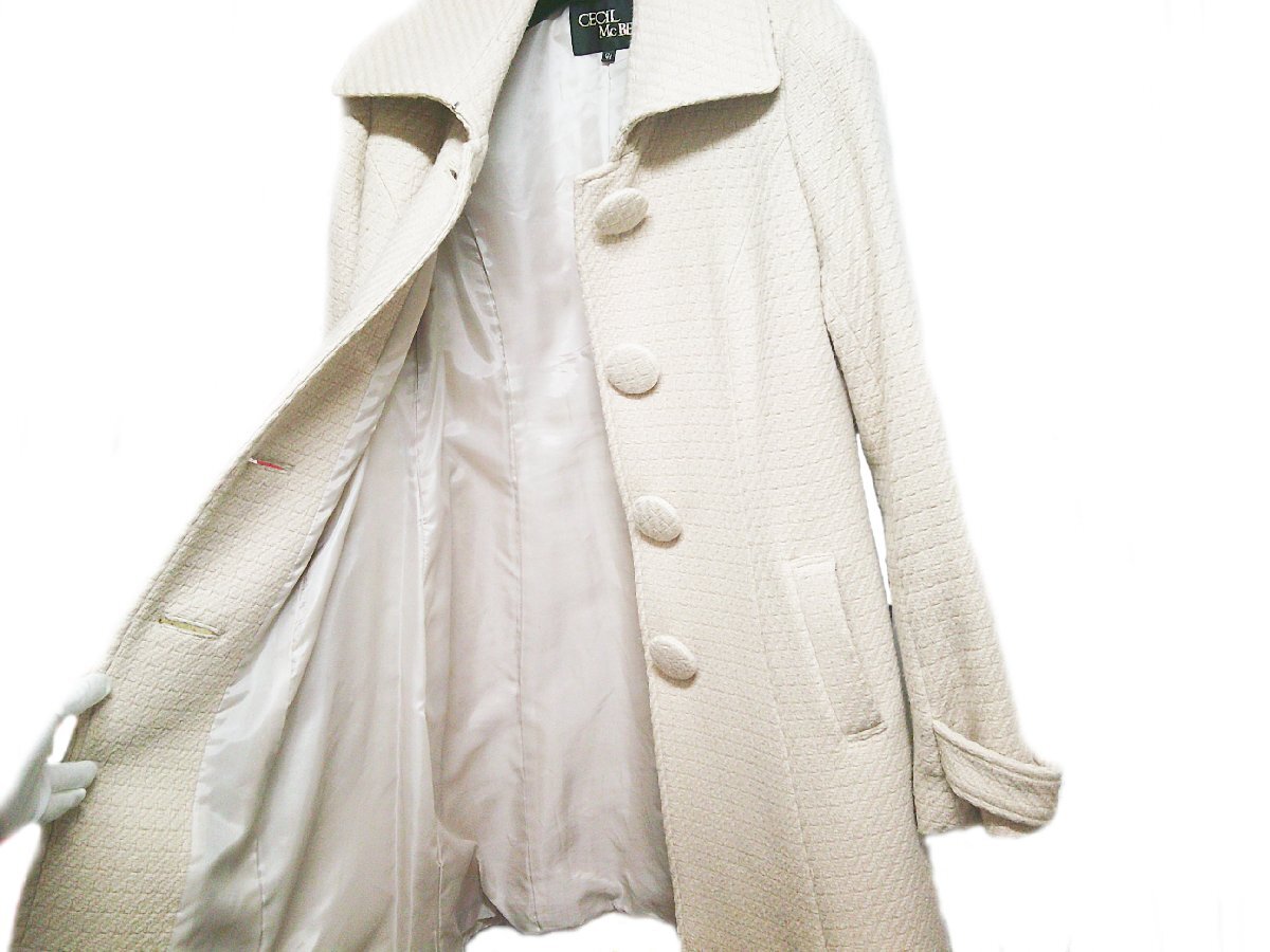 ★CECIL McBEE セシルマクビー ハーフコート 着丈約80cm レディース アイボリー系★/Ｈ_画像2