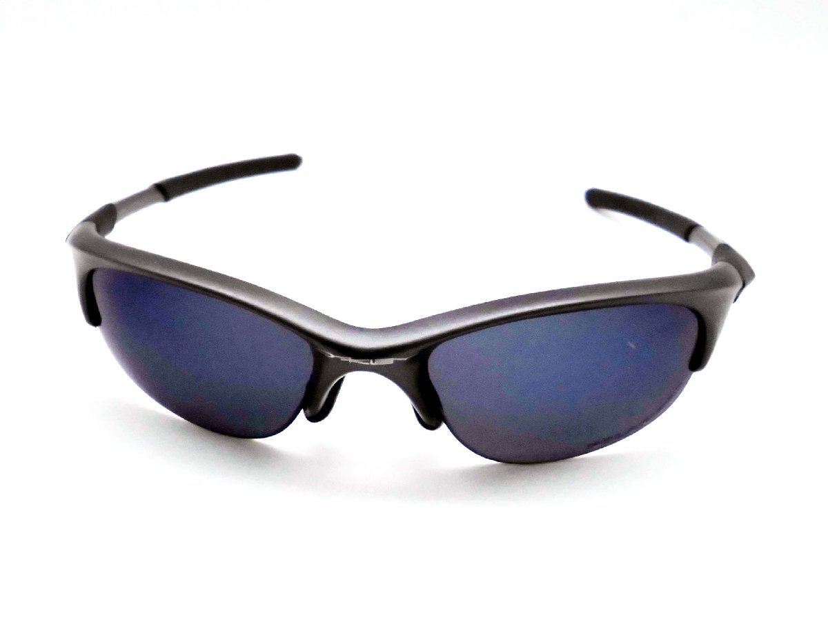 □OAKLEY HALF JACKET オークリー ハーフジャケット サングラス フレーム ダークグレイ アイスイリジウムポラライズド 保管ケース付□/F_画像3