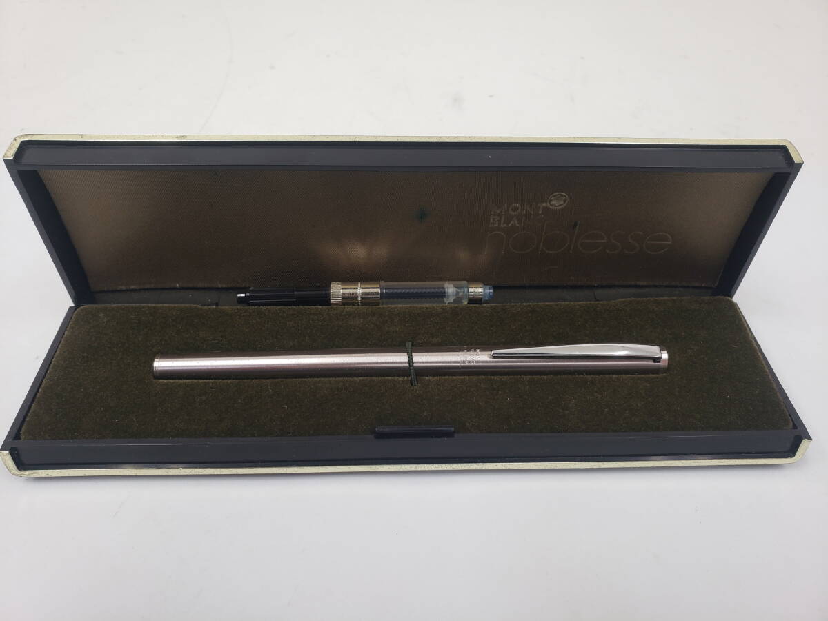 MONTBLANC モンブラン ノブレス 万年筆 シルバー ペン先MB 筆記用具 文房具 保管品 激安1円スタート_画像1