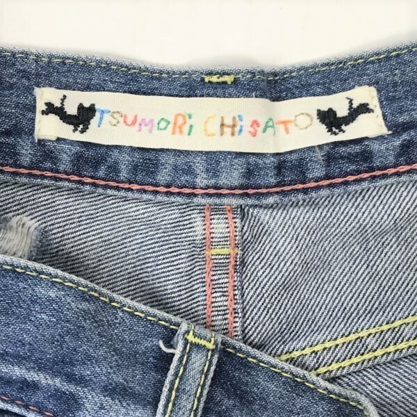 ツモリチサト★ダメージ/クラッシュ加工/ショートデニムパンツ【レディースM/紺】TSUMORI CHISATO◆BF378_画像4