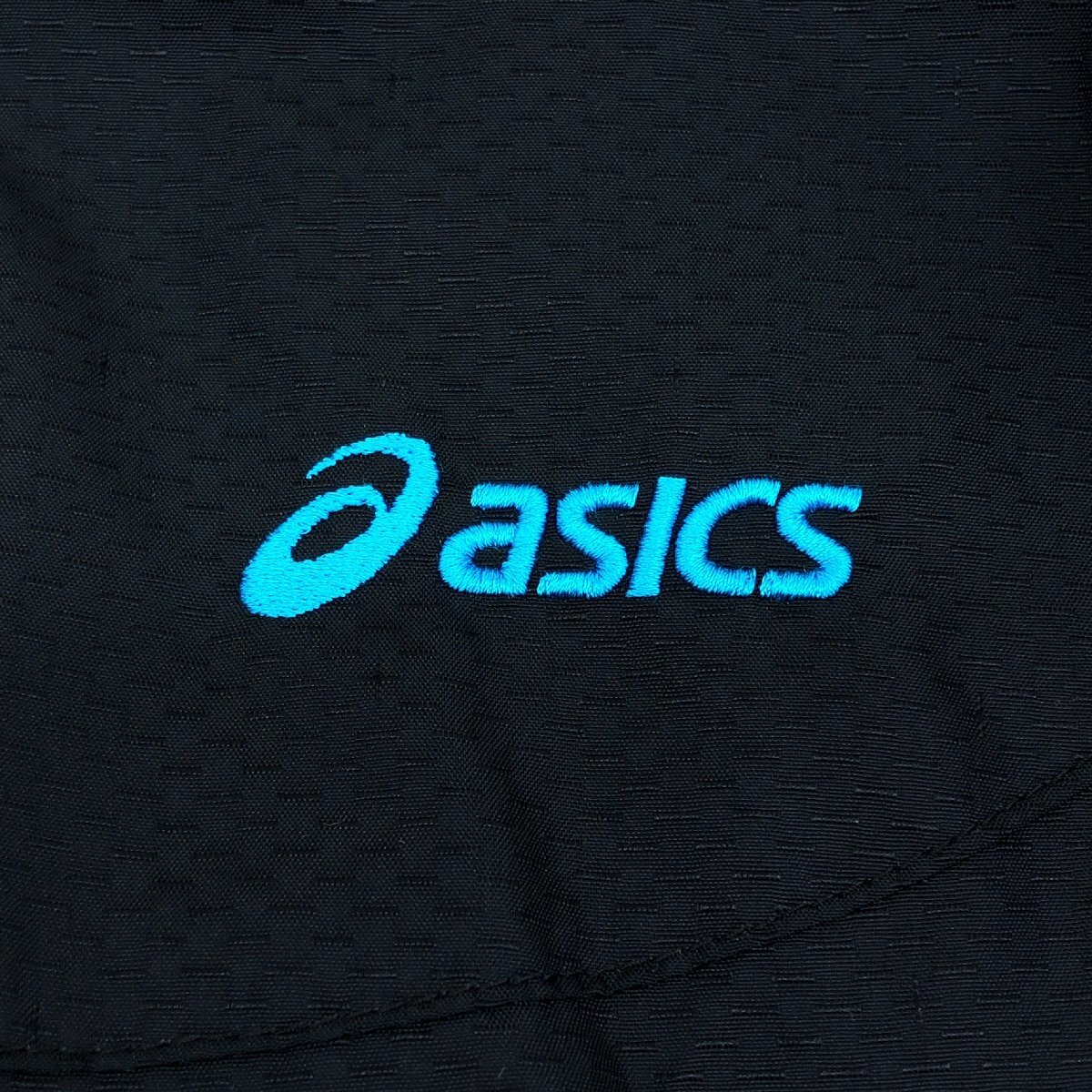 ASICS アシックス ロゴ刺繍 フーデット ウインドブレーカー ジャケット M 黒 ブラック ジャージ ブルゾン トラックジャケット レディース_画像6