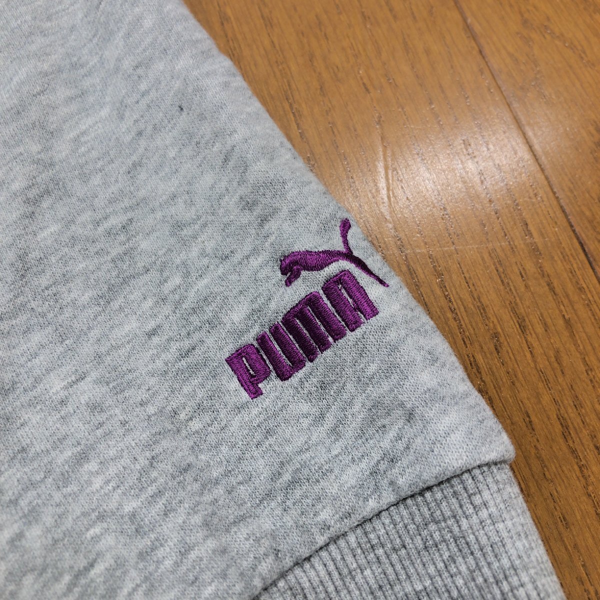 PUMA プーマ デカロゴプリント スウェット パーカー M グレー フーディ トレーナー ロゴ刺繍 スポーツMIX y2k グランジ Archive レディース_画像5