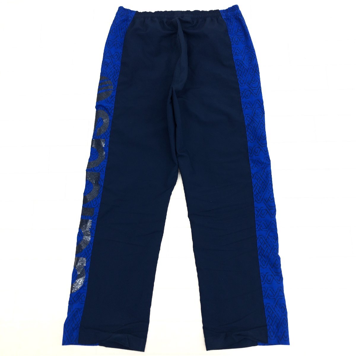 美品 adidas NEO アディダス ラメロゴプリント ウーブン トレーニングパンツ S 濃紺 ネイビー ジャージ トラックパンツ スポーツMIX メンズ_画像2