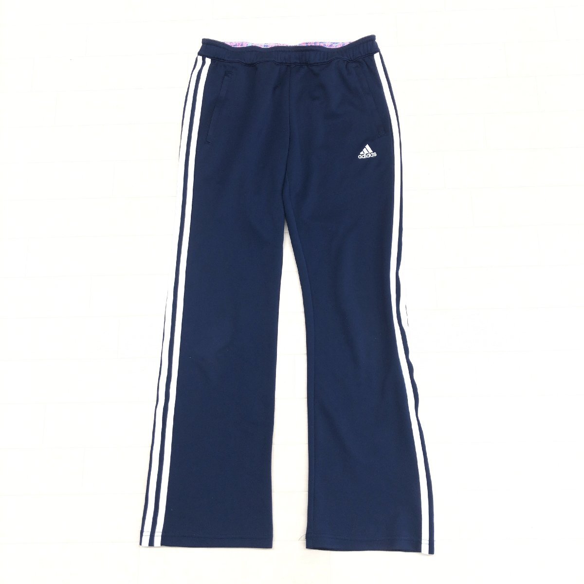 美品 adidas アディダス スリーライン ジャージ ロング パンツ S 濃紺 ネイビー トラックパンツ トレーニング スポーツ レディース 婦人_画像1