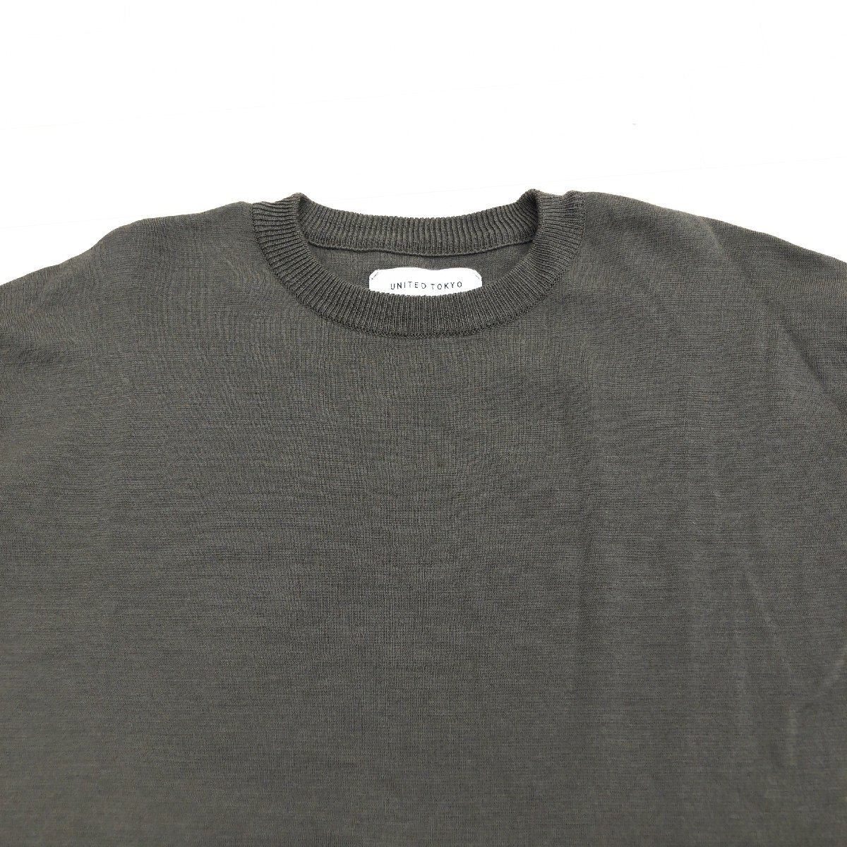 UNITED TOKYO ユナイテッドトウキョウ ウール ニット セーター 3(L) カーキ オリーブ 新潟製 日本製 カジュアル 国内正規品 メンズ 紳士_画像4