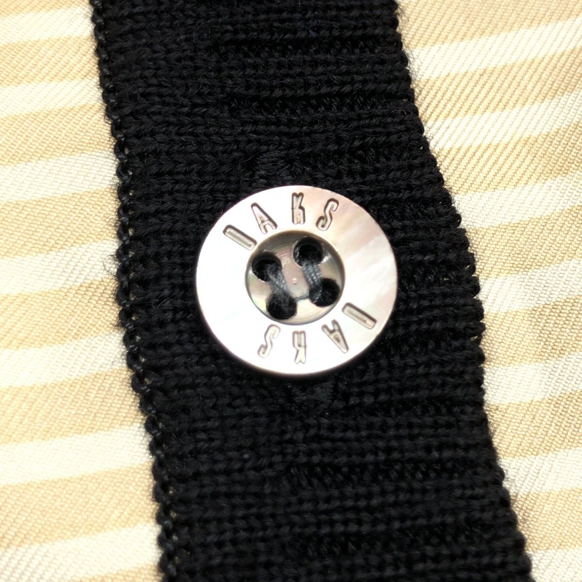 DAKS ダックス シルク フロント切替 ゆったり ウール ニット カーディガン F 黒系 ブラック系 日本製 羽織り 長袖 レディース 三共生興_画像7