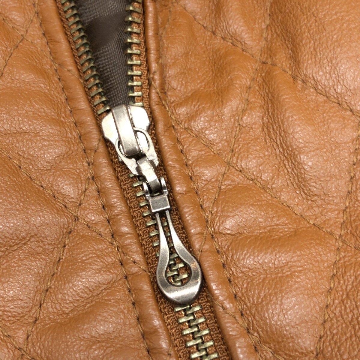 ●MALE&Co. メイル&コー タカキュー スリムフィット 本革 レザー キルティング ライダースジャケット M キャメル ブルゾン 革ジャン メンズ_画像5