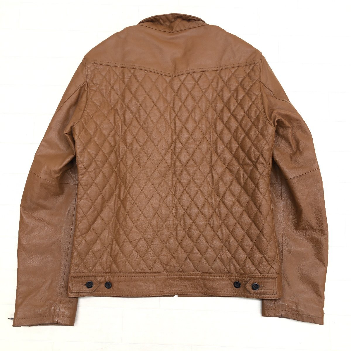 ●MALE&Co. メイル&コー タカキュー スリムフィット 本革 レザー キルティング ライダースジャケット M キャメル ブルゾン 革ジャン メンズ_画像2