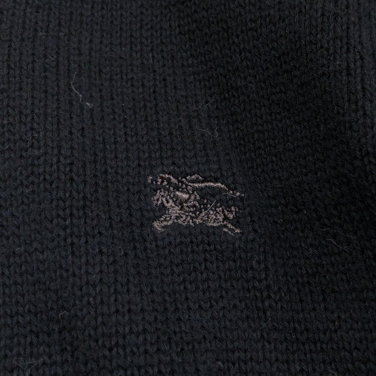 ●BURBERRY BLUE LABEL バーバリーブルーレーベル ホース刺繍 コットン ニット チュニック ワンピース 38(M) 黒 ブラック ミディ丈 女性用_画像4