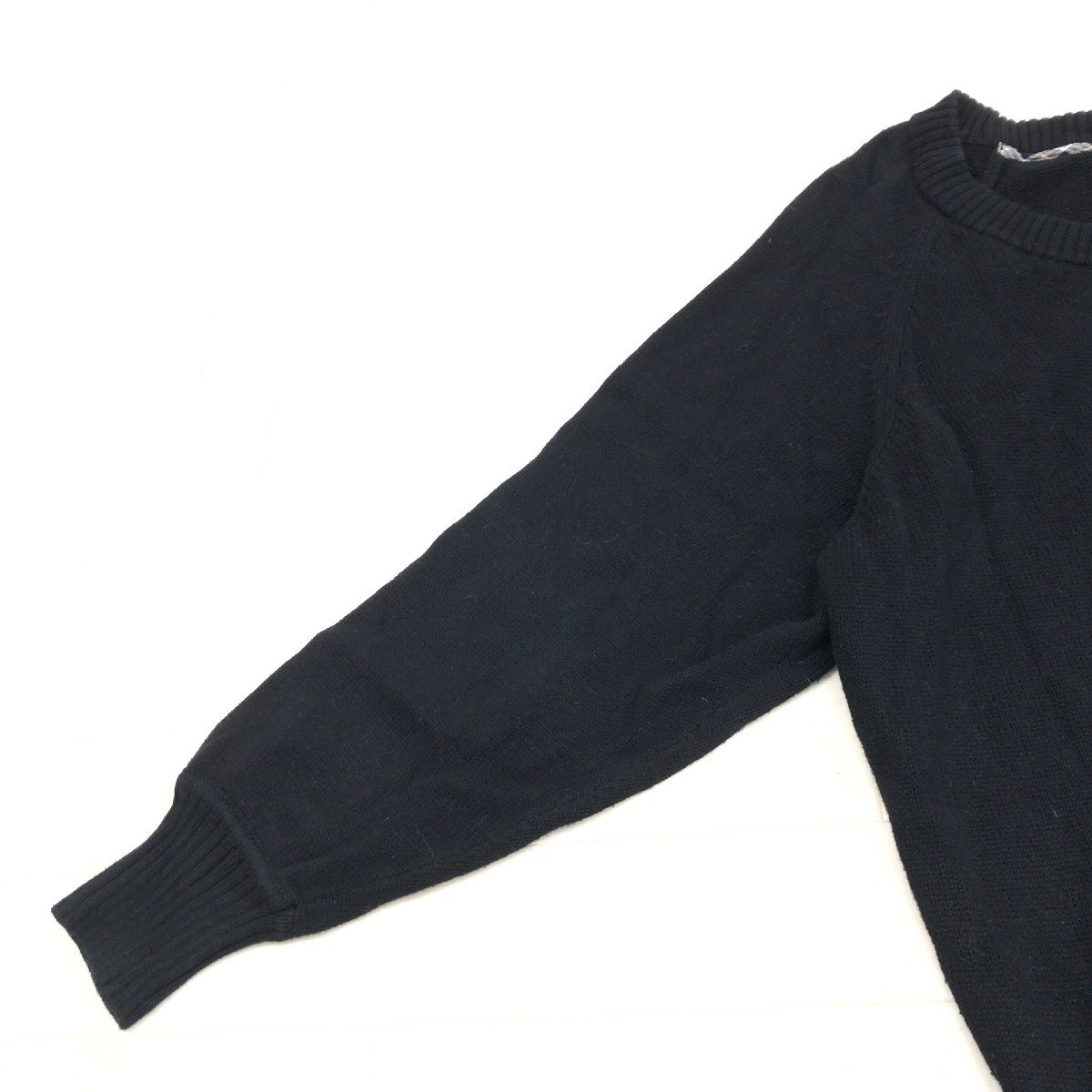 ●BURBERRY BLUE LABEL バーバリーブルーレーベル ホース刺繍 コットン ニット チュニック ワンピース 38(M) 黒 ブラック ミディ丈 女性用_画像7