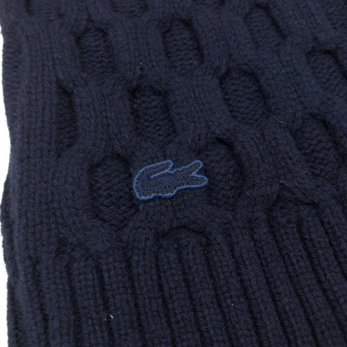 ●LACOSTE ラコステ ワニ刺繍 ハニカム編み ニットブルゾン 4 M相当 紺 ネイビー ジャケット カーディガン 羽織り 国内正規品 メンズ 紳士_画像6