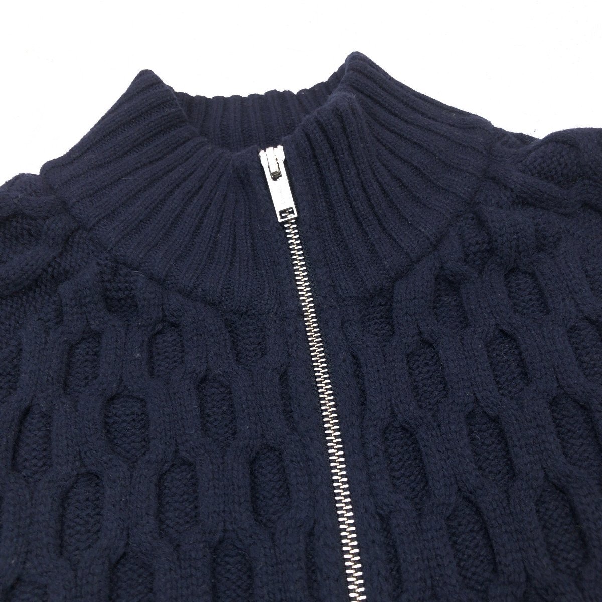 ●LACOSTE ラコステ ワニ刺繍 ハニカム編み ニットブルゾン 4 M相当 紺 ネイビー ジャケット カーディガン 羽織り 国内正規品 メンズ 紳士_画像4