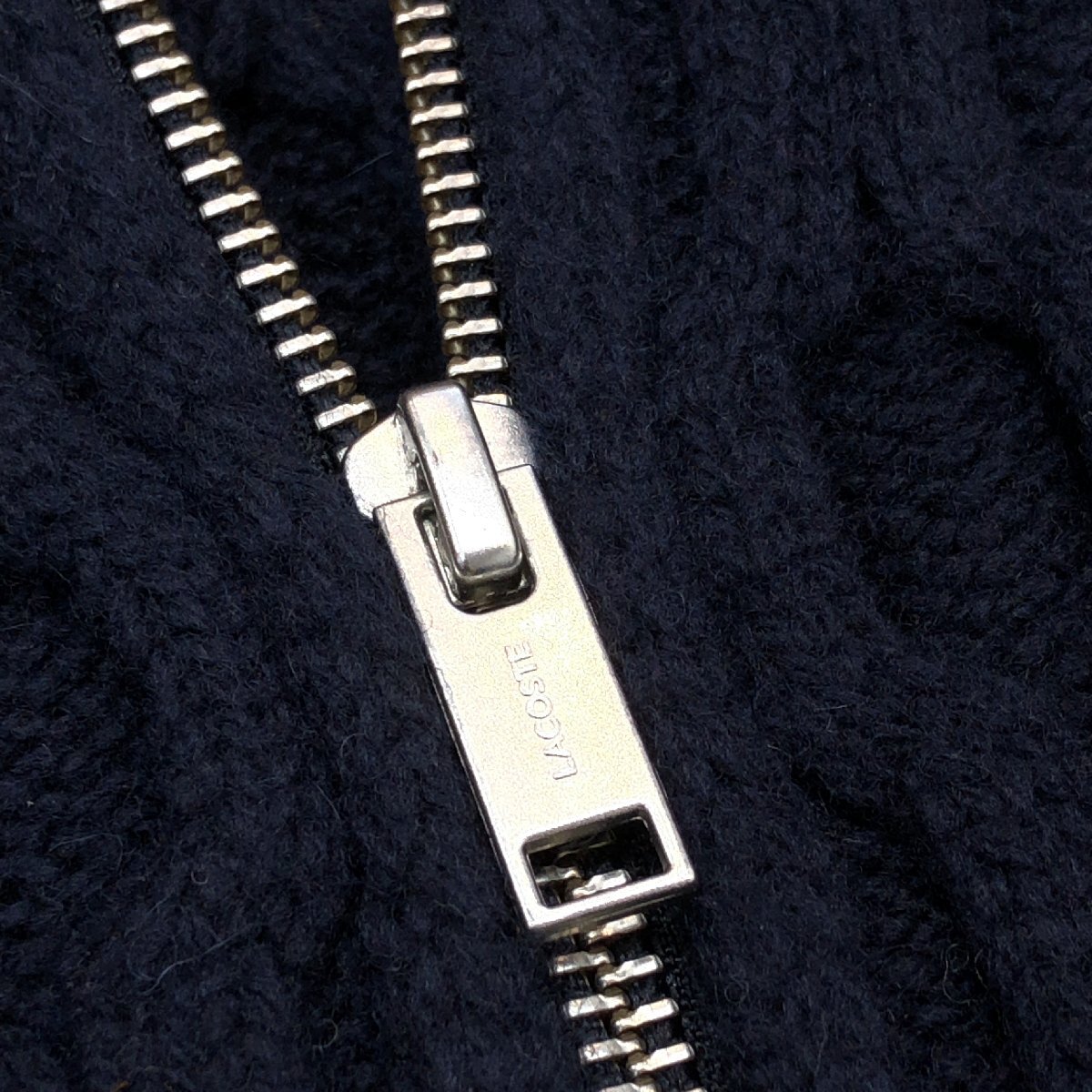 ●LACOSTE ラコステ ワニ刺繍 ハニカム編み ニットブルゾン 4 M相当 紺 ネイビー ジャケット カーディガン 羽織り 国内正規品 メンズ 紳士_画像5