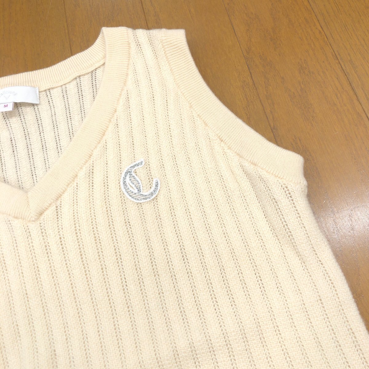 Callaway キャロウェイ ウール100% ゴルフベスト M 白 ホワイト セーター チョッキ ゴルフウェア インナーウェア レディース 婦人_画像6