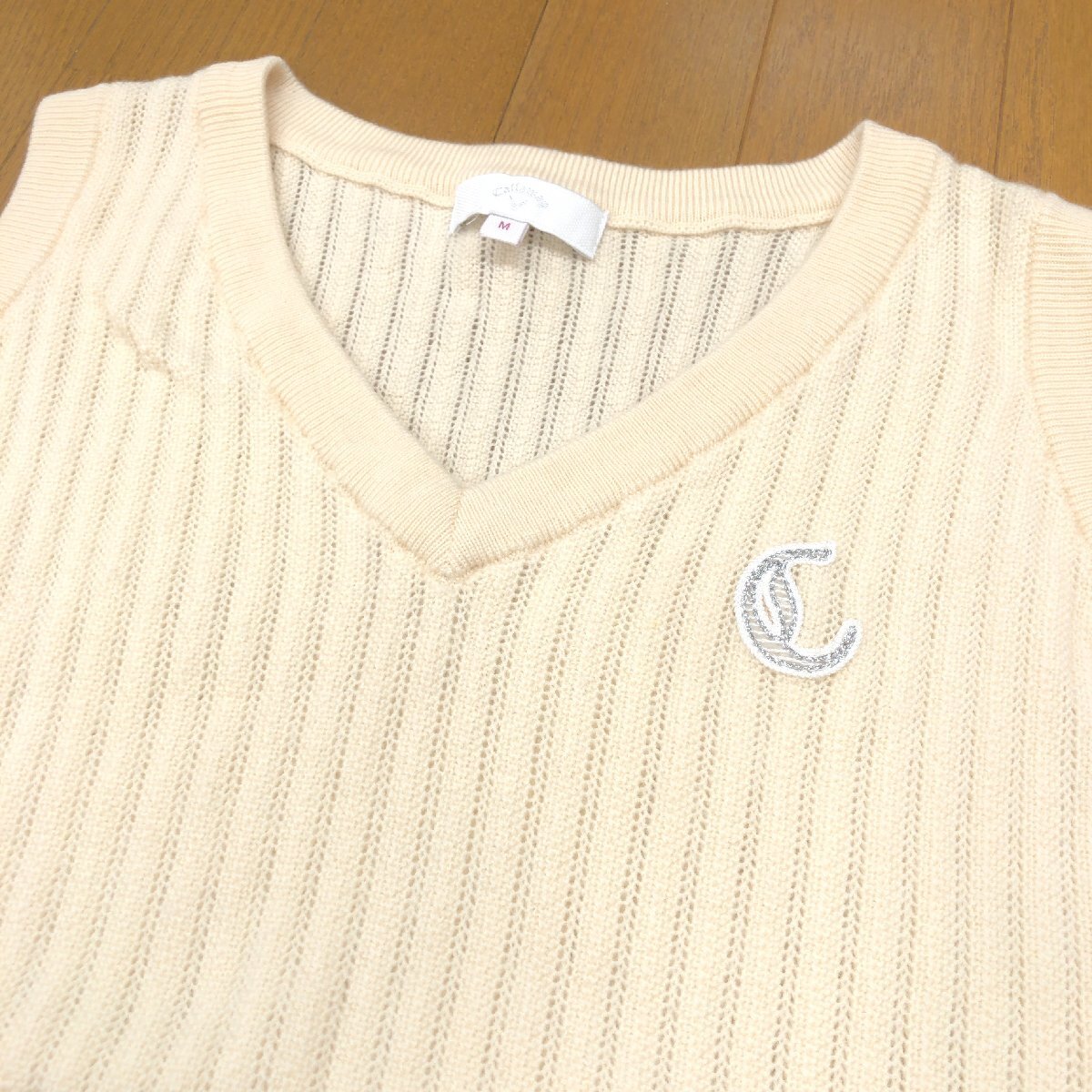 Callaway キャロウェイ ウール100% ゴルフベスト M 白 ホワイト セーター チョッキ ゴルフウェア インナーウェア レディース 婦人_画像5