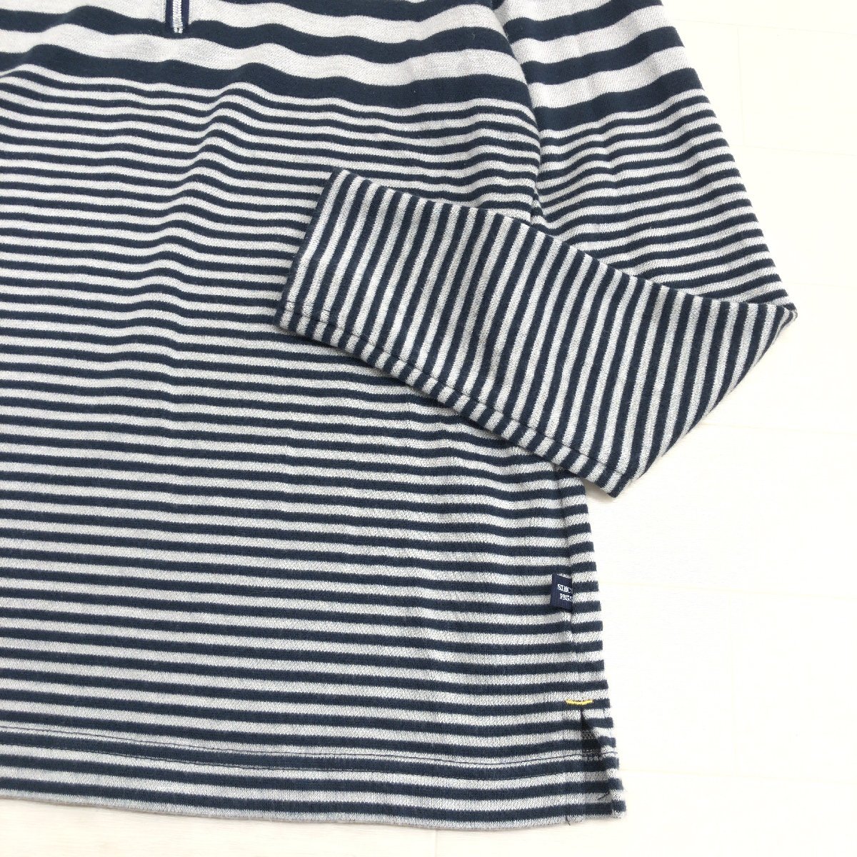 MUNSINGWEAR マンシングウェア ハーフジップ ボーダー ゴルフシャツ M グレー×ネイビー ポロシャツ 長袖 インナーウェア レディース_画像7