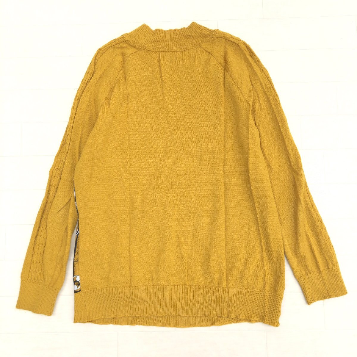 ROCHAS ロシャス レリアン フロント切替 モックネック ウール ニット セーター 11(L) からし マスタード 日本製 カットソー レディース_画像2