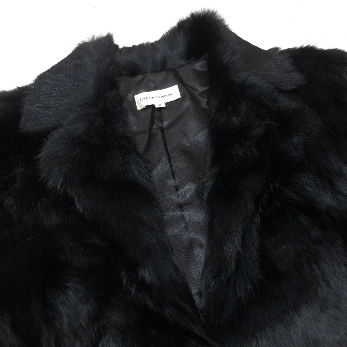 ●interview インタビュー ふわふわ ラビットファー ジャケット 9AR(M相応) 黒 ブラック 毛皮 Y2K archive グランジ パンク レディース_画像6