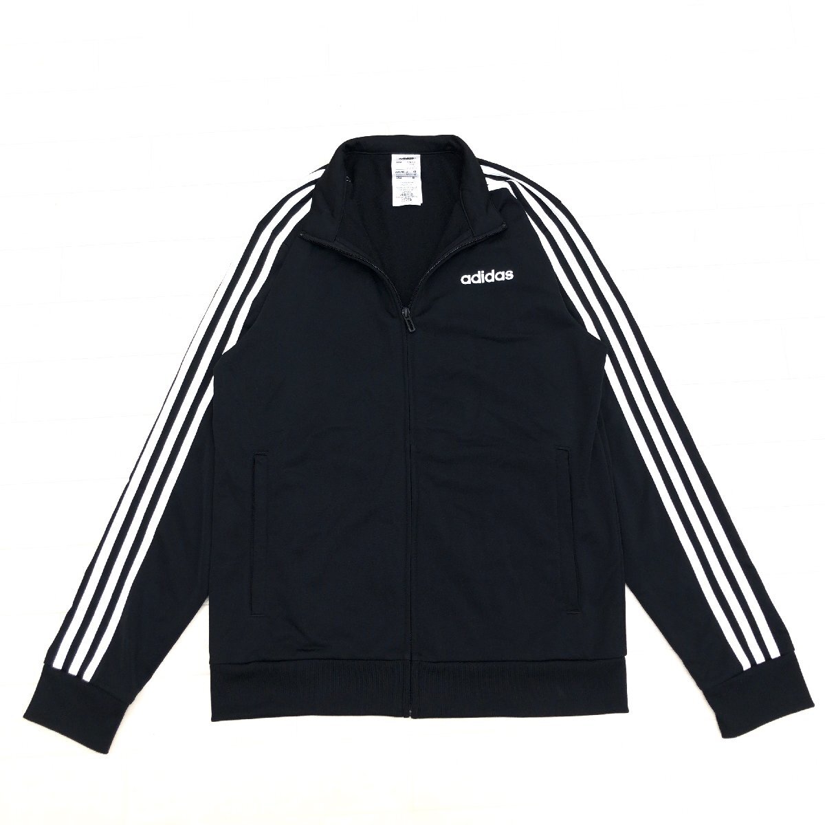 ●adidas アディダス 蓄熱裏地 ロゴプリント 3ストライプス ジャージ ジャケット M 黒 ブラック トラックジャケット ブルゾン メンズ 紳士_画像2