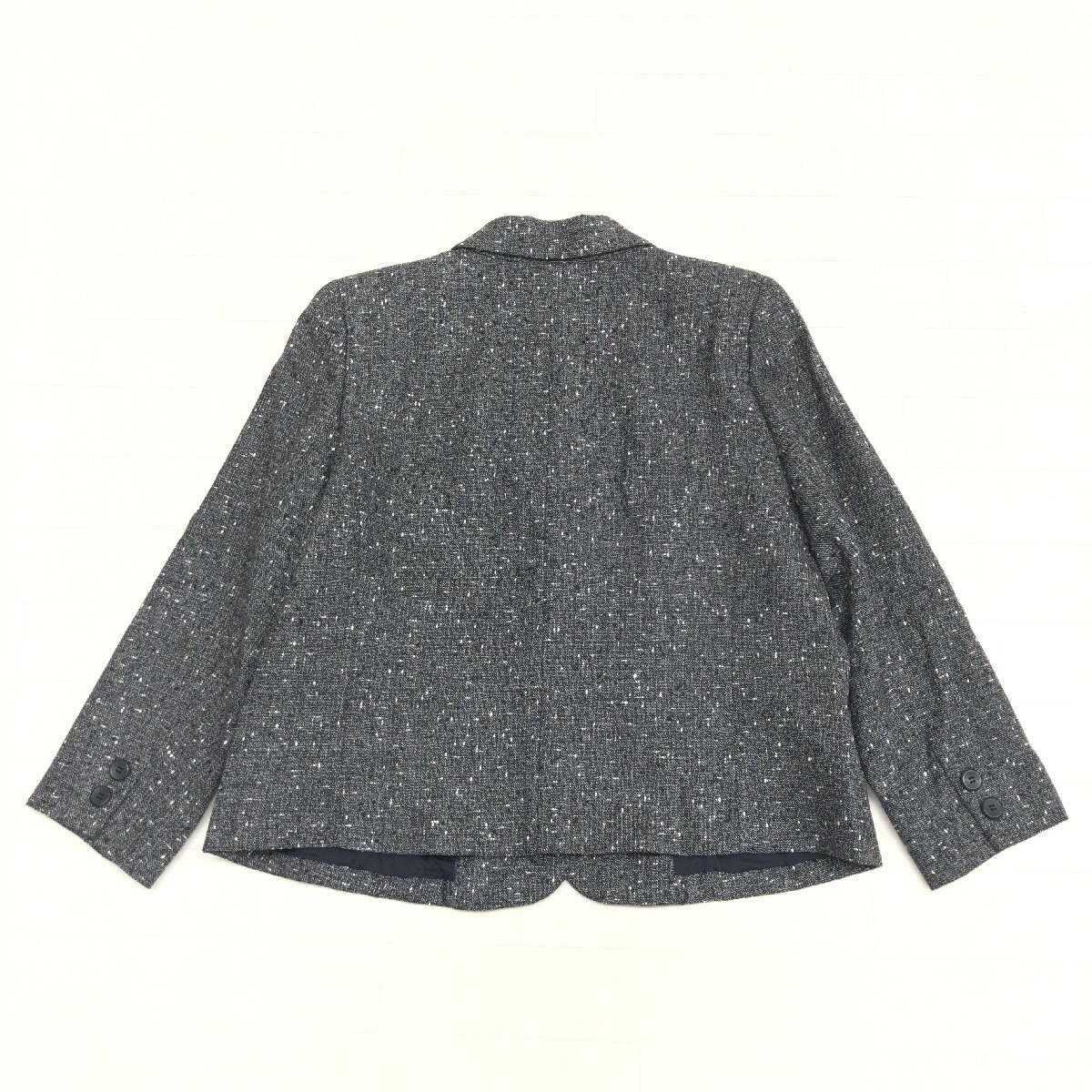 ●Leilian レリアン ウール テーラードジャケット 13(XL) ダークグレー 日本製 羽織り LL 2L ゆったり 大きい ウールジャケット レディース_画像2