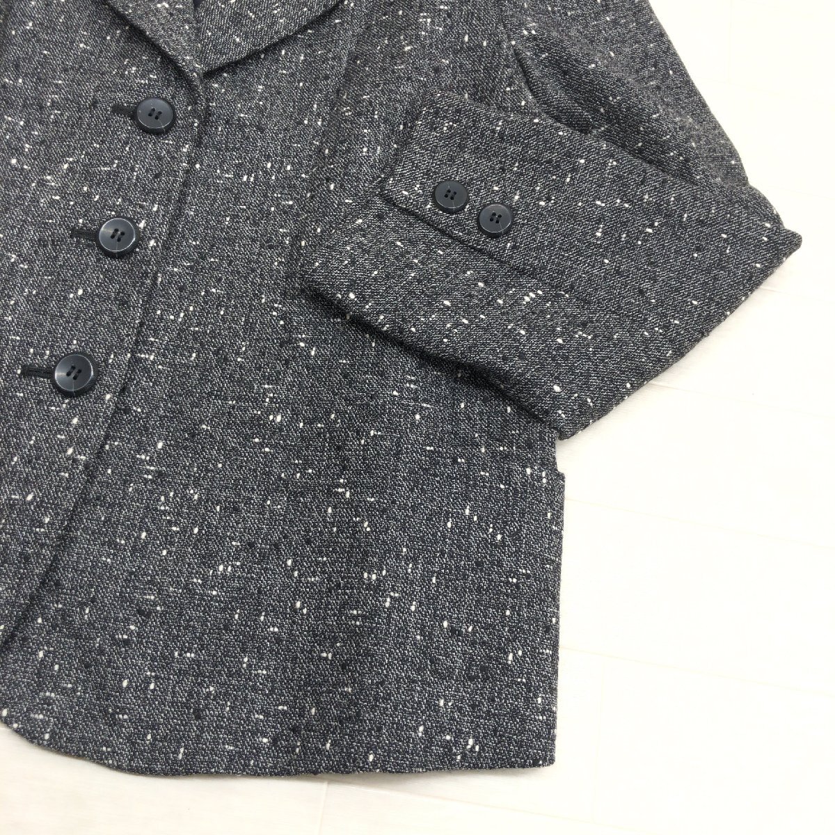 ●Leilian レリアン ウール テーラードジャケット 13(XL) ダークグレー 日本製 羽織り LL 2L ゆったり 大きい ウールジャケット レディース_画像7