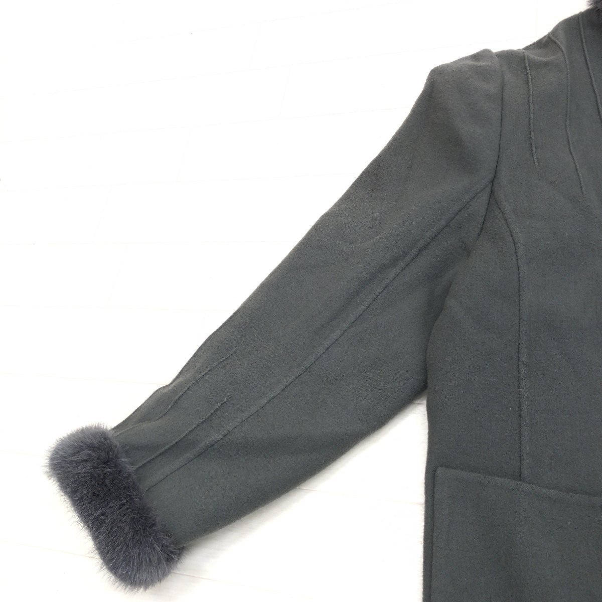 ●Leilian レリアン ミンクファー装飾 タスマニアウール100% ジャケット 11(L) グレー ブルゾン ウールジャケット 毛皮 レディース 婦人_画像6
