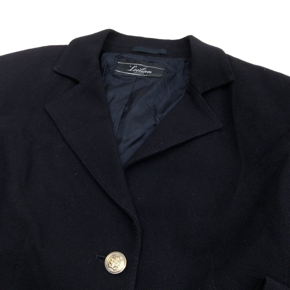 ●Leilian レリアン 上質 カシミヤ100% テーラードジャケット 11(L) 濃紺 ネイビー ウールジャケット 羽織り レディース カシミア_画像4