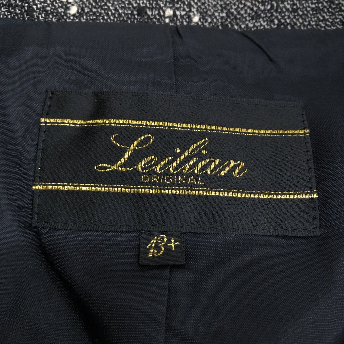 ●Leilian レリアン ウール テーラードジャケット 13(XL) ダークグレー 日本製 羽織り LL 2L ゆったり 大きい ウールジャケット レディース_画像3