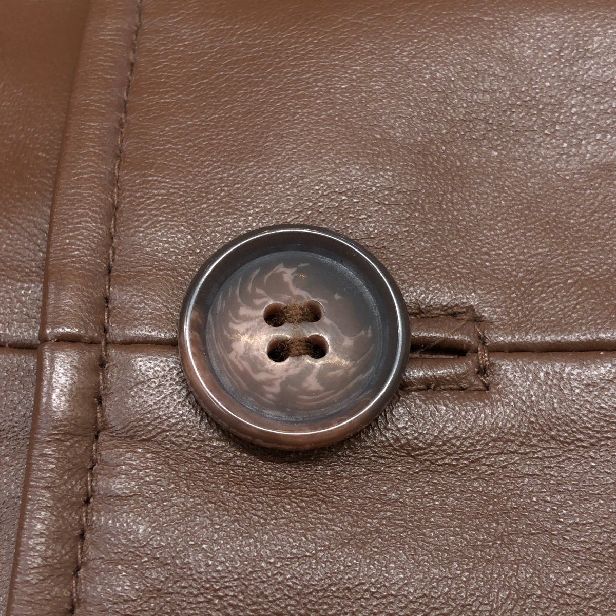 ◆新品 Bay Leaf ベイリーフ 定価29,000円 羊革 ラムレザー トレンチコート 2L ブラウン レザーコート 特大 大きいサイズ XL LL 未使用_画像5