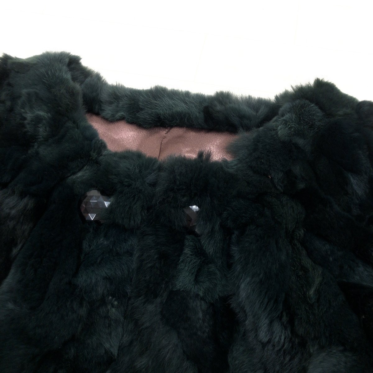 ●美品 ROPE ロペ レッキスファー ボレロ F ダークグリーン クロップドジャケット 羽織り 短丈 ラビット レディース y2k archive グランジ_画像4