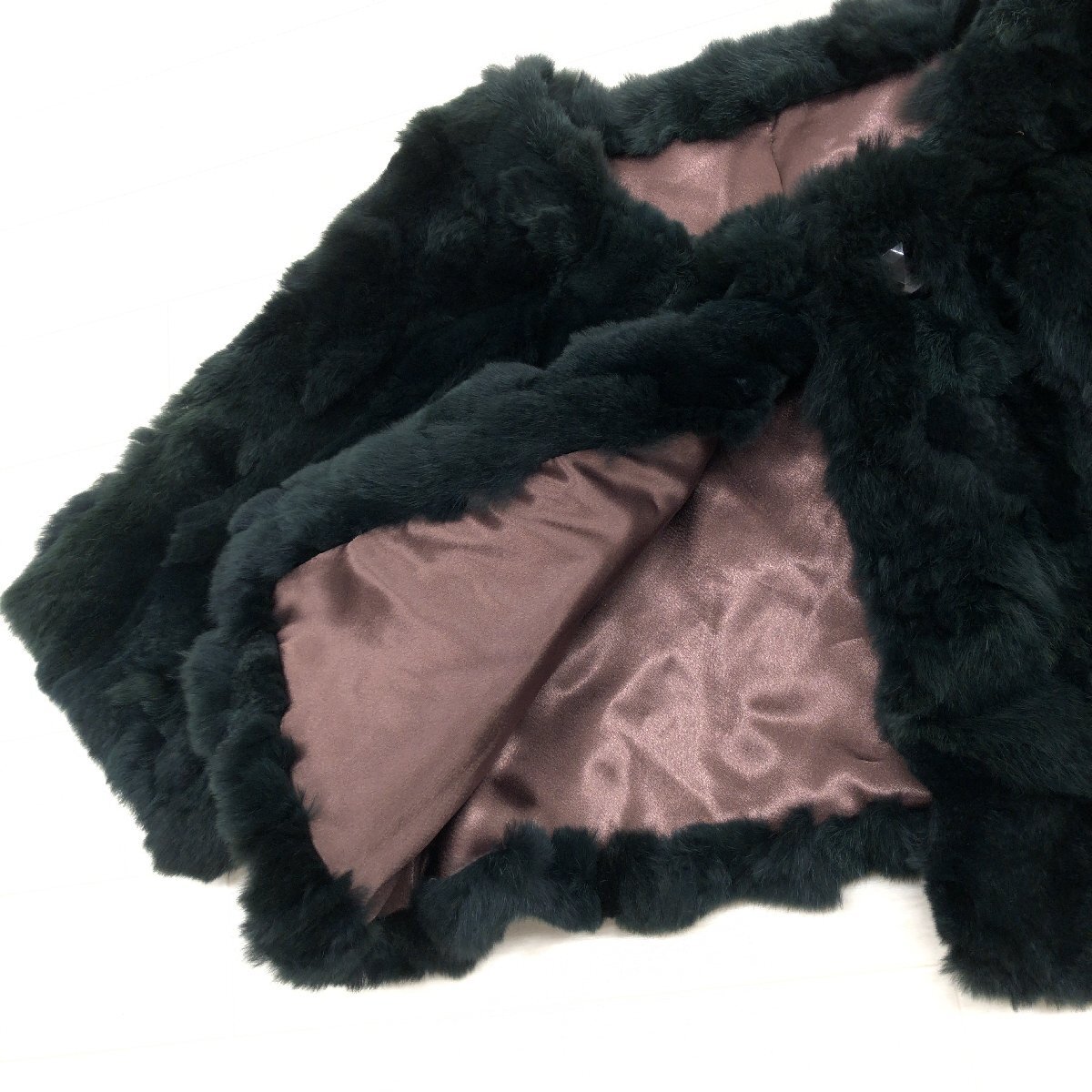 ●美品 ROPE ロペ レッキスファー ボレロ F ダークグリーン クロップドジャケット 羽織り 短丈 ラビット レディース y2k archive グランジ_画像7