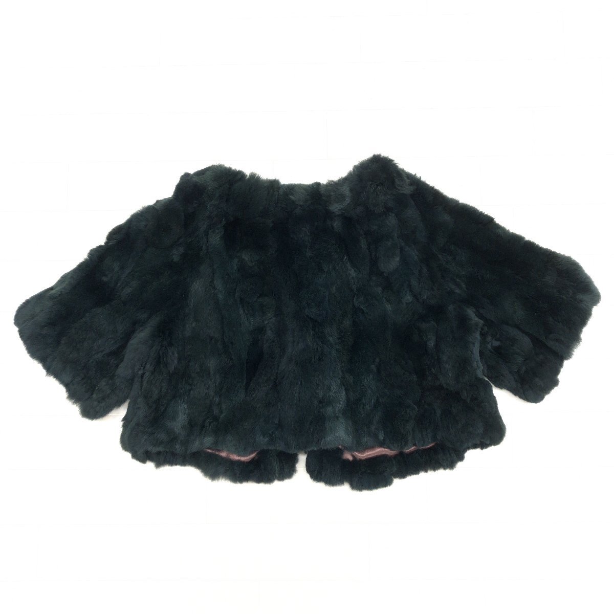 ●美品 ROPE ロペ レッキスファー ボレロ F ダークグリーン クロップドジャケット 羽織り 短丈 ラビット レディース y2k archive グランジ_画像2