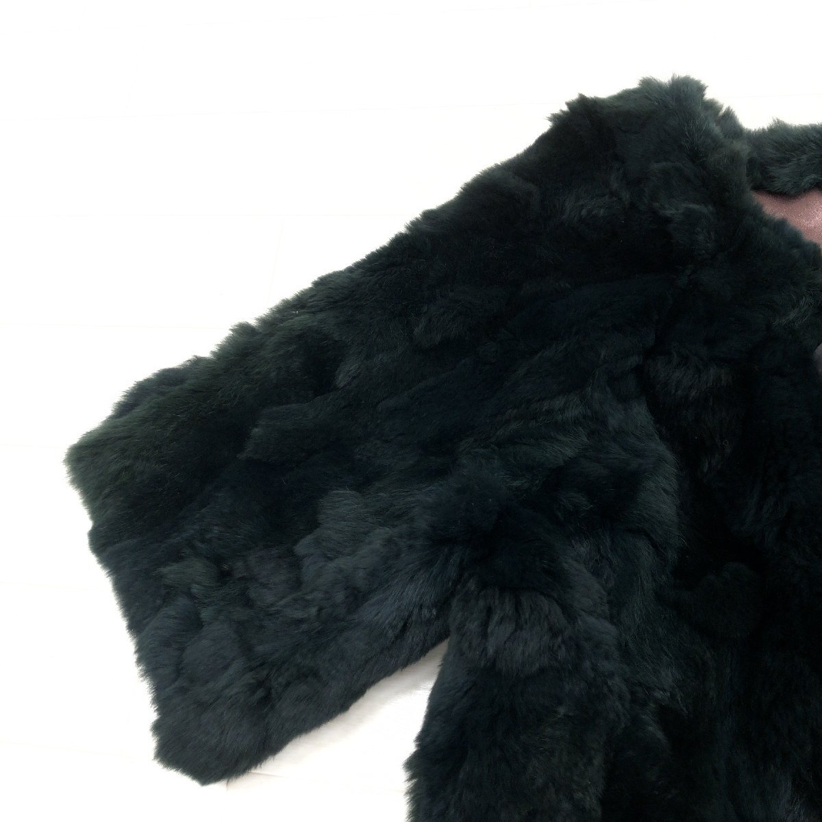 ●美品 ROPE ロペ レッキスファー ボレロ F ダークグリーン クロップドジャケット 羽織り 短丈 ラビット レディース y2k archive グランジ_画像6