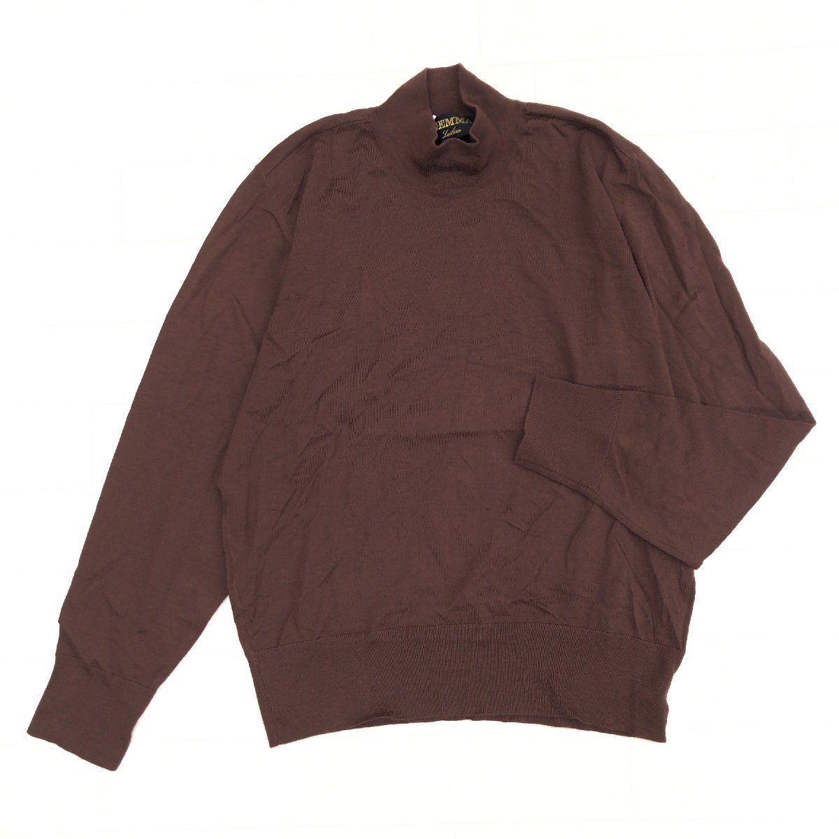 美品 伊製 GEMMA Leilian レリアン ウール100% ハイネック ニット セーター 9(M) ブラウン イタリア製 カットソー 長袖 レディース 婦人_画像1