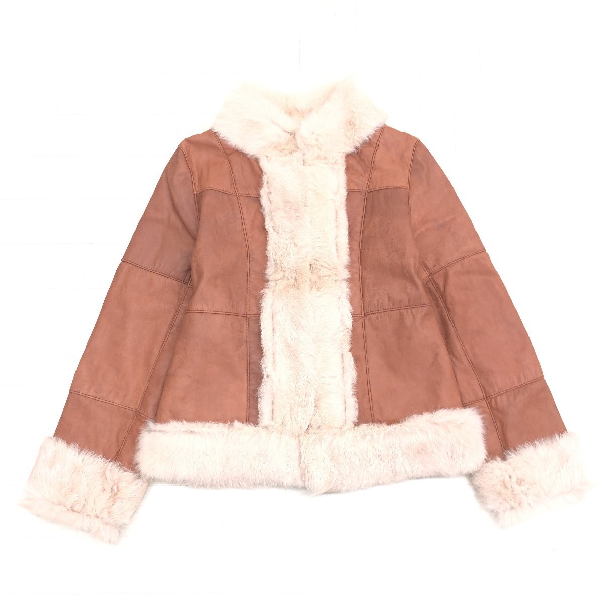 ●ORSAY オルセー ふわふわ 兎革 ラビットムートン ショートコート 40(L) ピンク系 ジャケット ラビットファー 毛皮 y2k archive グランジ_画像2