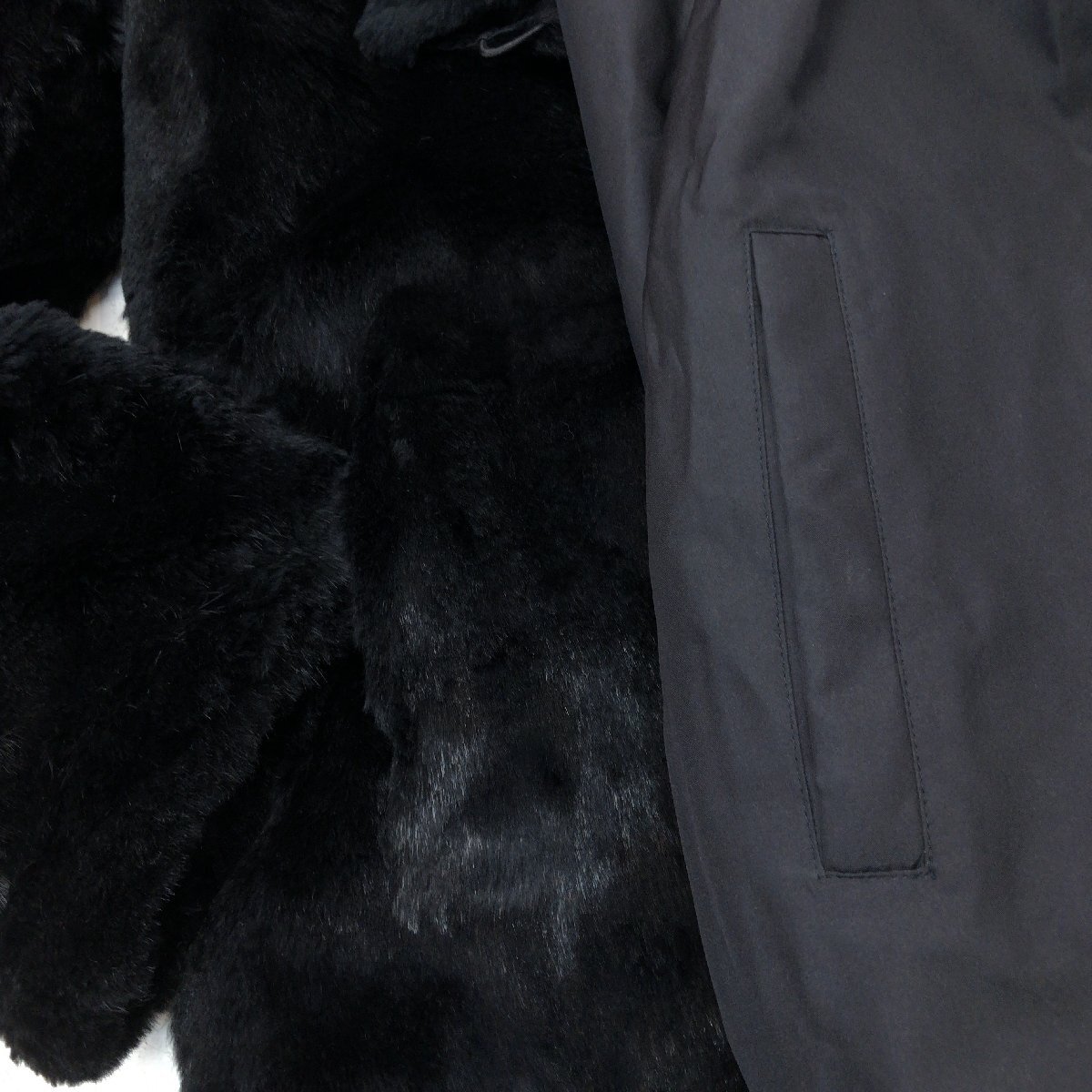 ◆Anhydre アンデール ふわふわ ラビットファー シルク100% リバーシブルコート M 黒 ブラック リアルファー 毛皮 レディース y2k archive_画像8