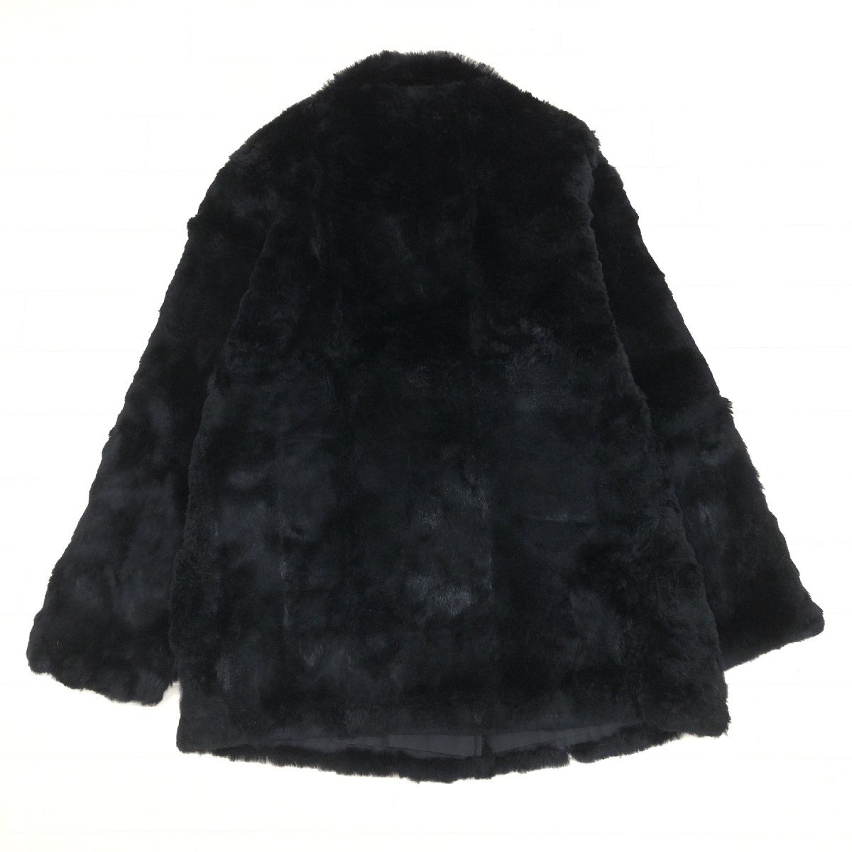 ◆Anhydre アンデール ふわふわ ラビットファー シルク100% リバーシブルコート M 黒 ブラック リアルファー 毛皮 レディース y2k archive_画像2