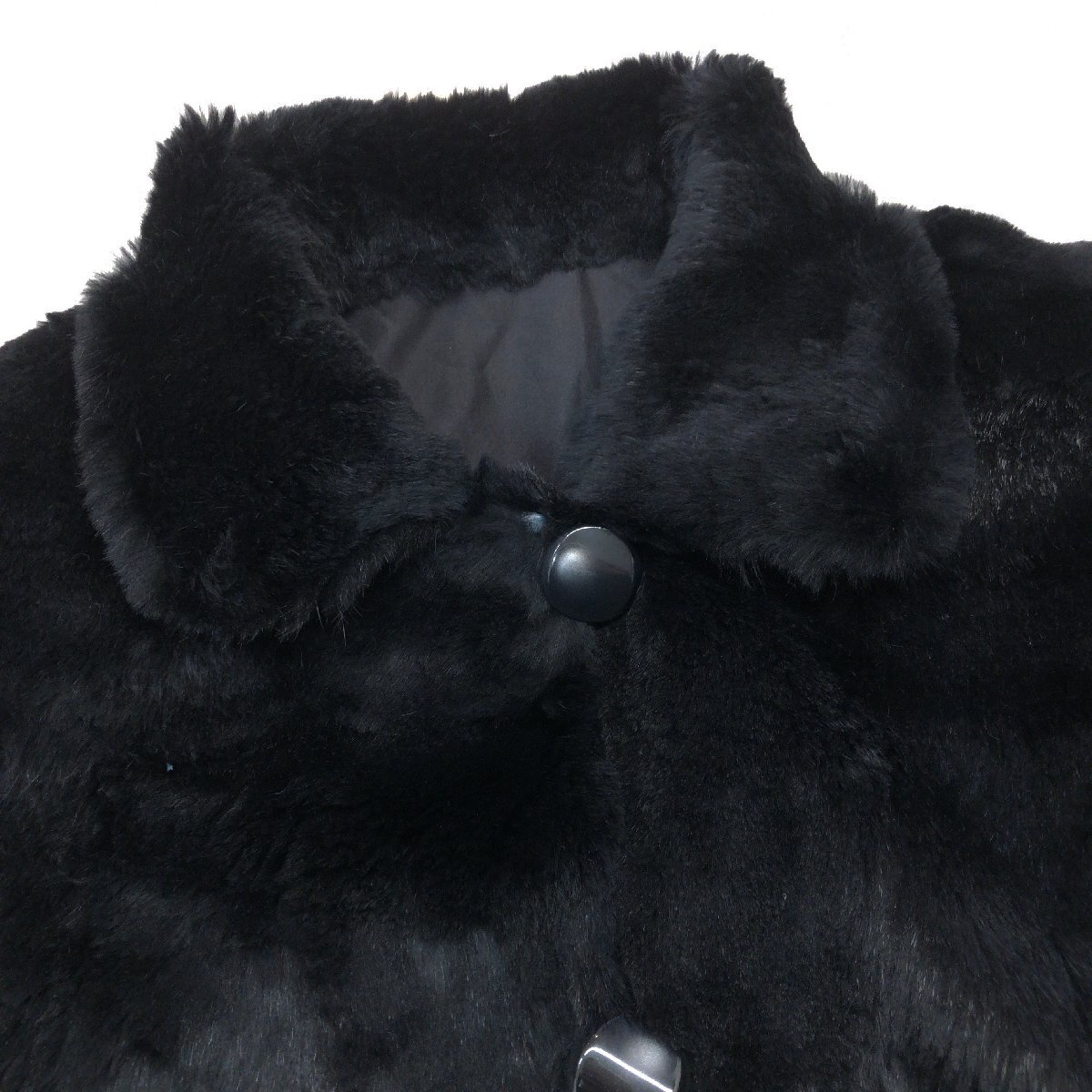 ◆Anhydre アンデール ふわふわ ラビットファー シルク100% リバーシブルコート M 黒 ブラック リアルファー 毛皮 レディース y2k archive_画像6