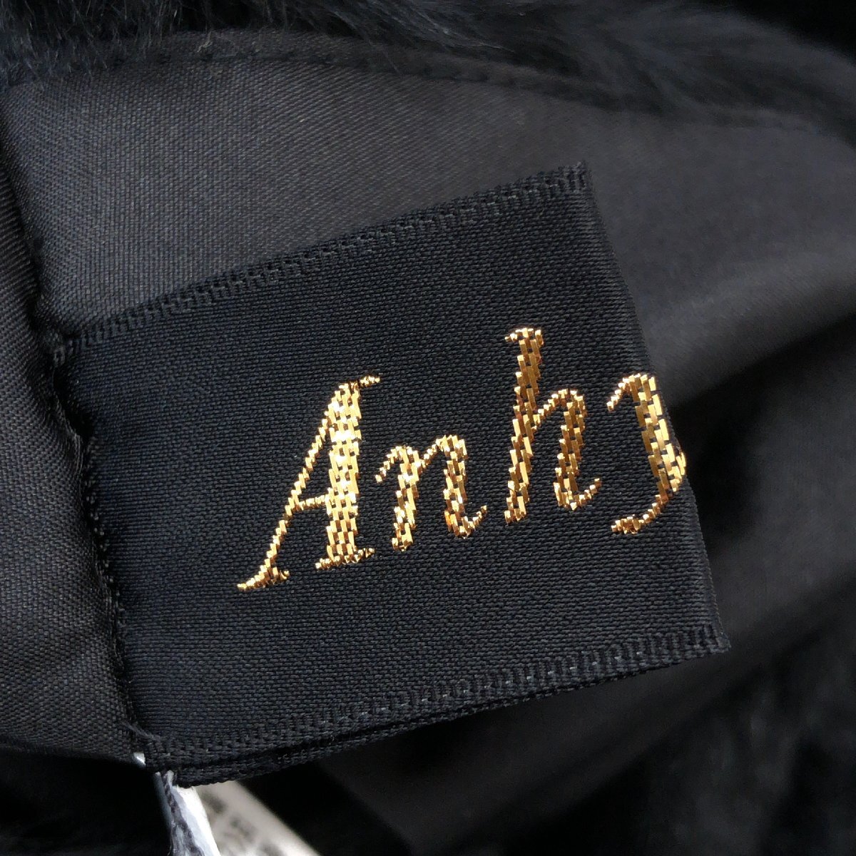 ◆Anhydre アンデール ふわふわ ラビットファー シルク100% リバーシブルコート M 黒 ブラック リアルファー 毛皮 レディース y2k archive_画像5