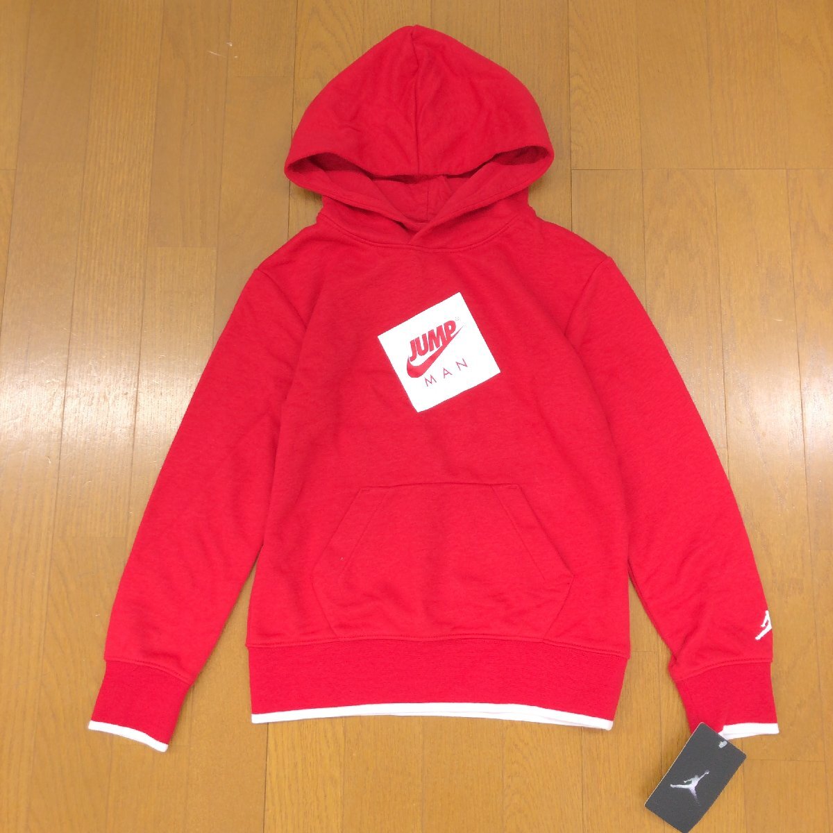 新品 NIKE ナイキ AIR JORDAN エアジョーダン 長袖 スウェット パーカー S(8-10yrs) 赤 フーディ トレーナー キッズ 男の子 未使用_画像1