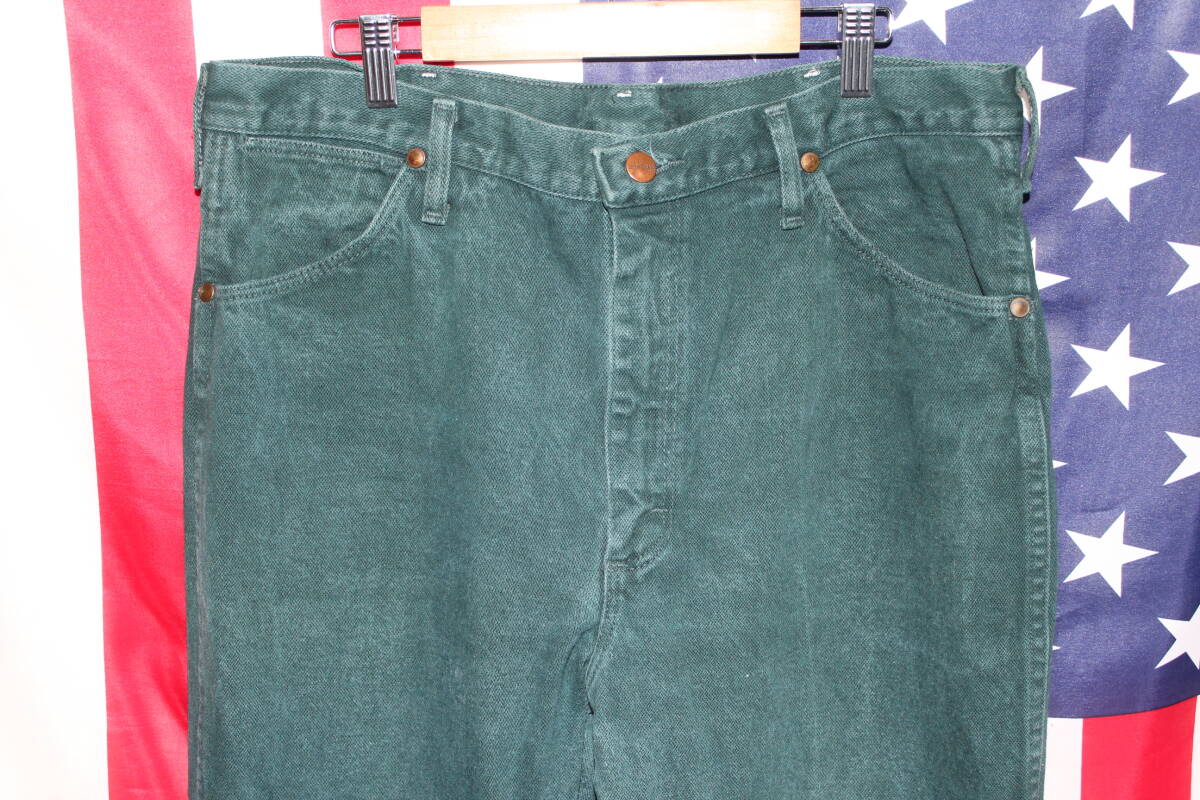 MT052☆Wrangleｒ ラングラー 936KMTグリーン 36×30inch USED☆_画像3