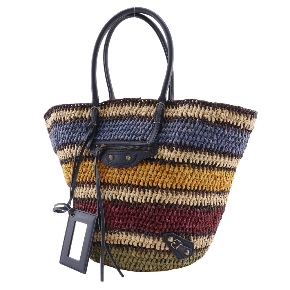 BALENCIAGA バレンシアガ カゴバッグ トートバッグ ラフィア×レザー レディース【I180125336】中古_画像2