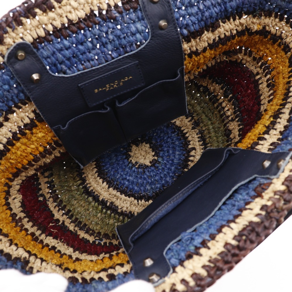 BALENCIAGA バレンシアガ カゴバッグ トートバッグ ラフィア×レザー レディース【I180125336】中古_画像9