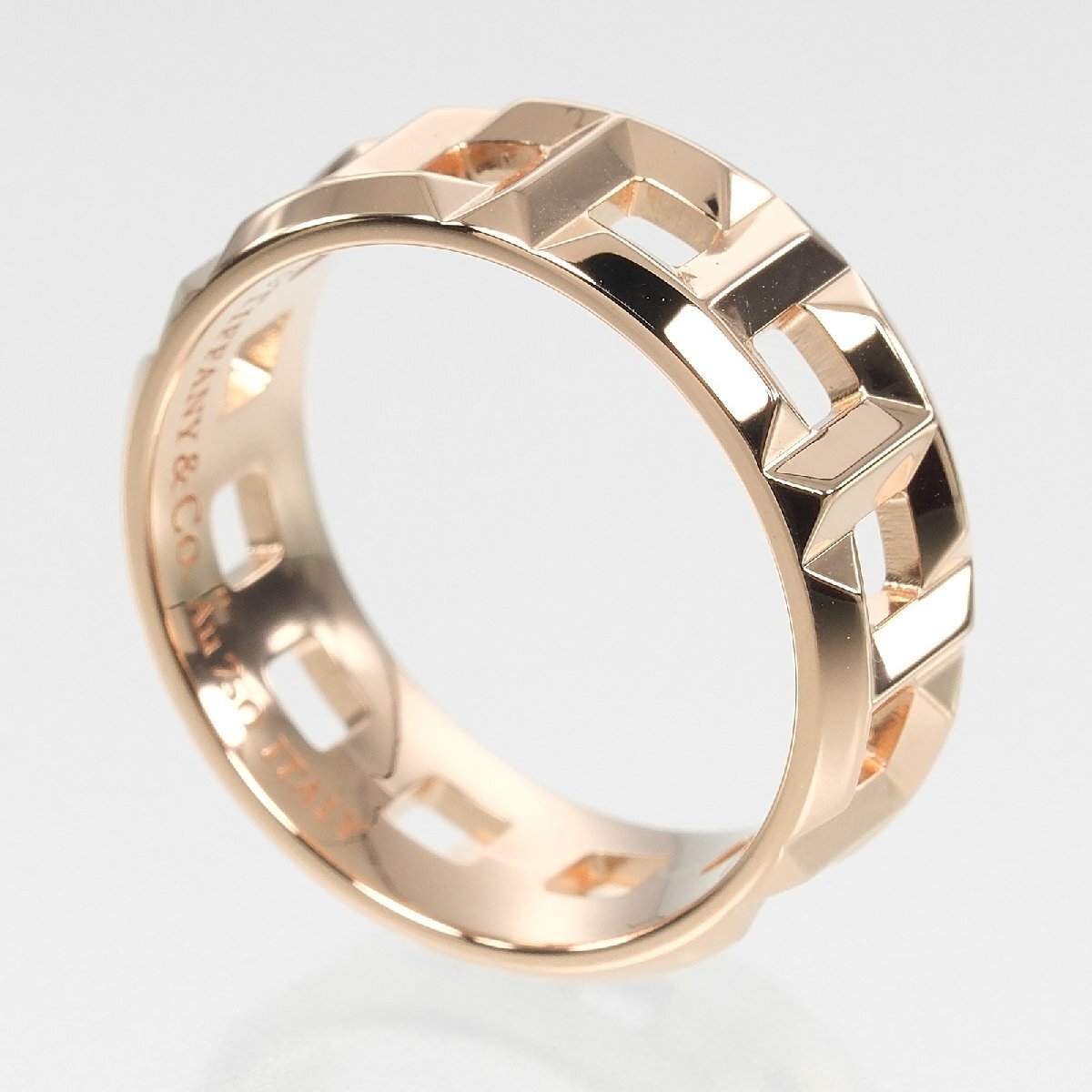 ティファニー リング Tトゥルー 19号 指輪 8mmバンド K18PG ピンクゴールド 約9g TIFFANY&Co.【I192625051】中古_画像3